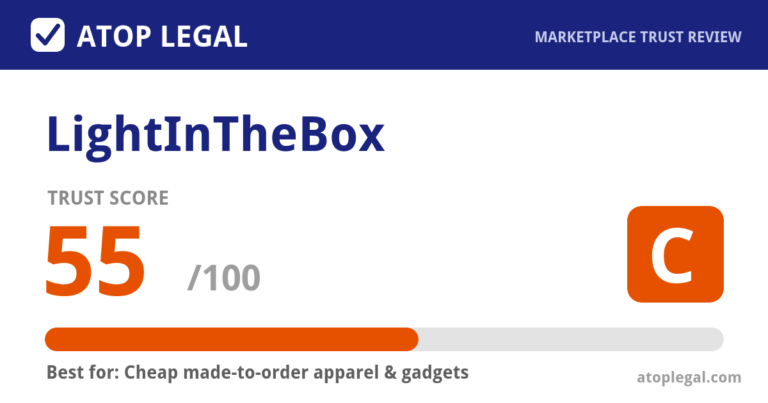 LightInTheBox Trust Score: 55 out of 100 (Grade C) - Atop Legal marketplace trust review