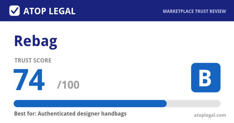 Rebag Trust Score: 74 out of 100 (Grade B) - Atop Legal marketplace trust review