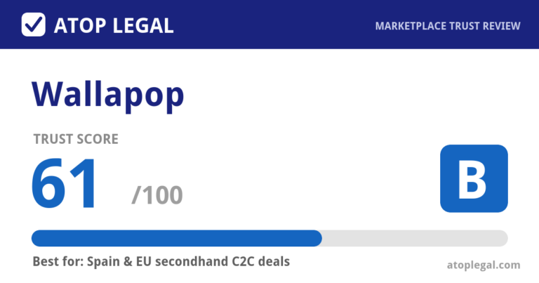 Wallapop Trust Score: 61 out of 100 (Grade B) - Atop Legal marketplace trust review