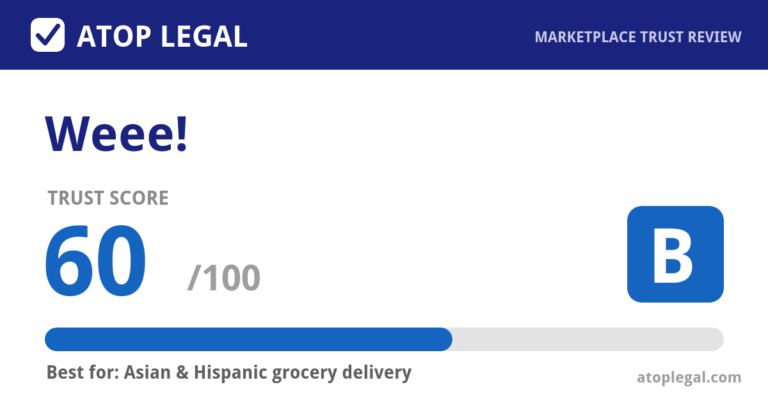 Weee! Trust Score: 60 out of 100 (Grade B) - Atop Legal marketplace trust review