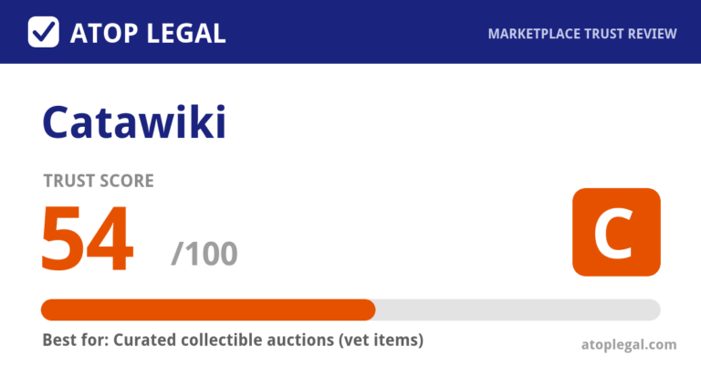 Catawiki Trust Score: 54 out of 100 (Grade C) - Atop Legal marketplace trust review