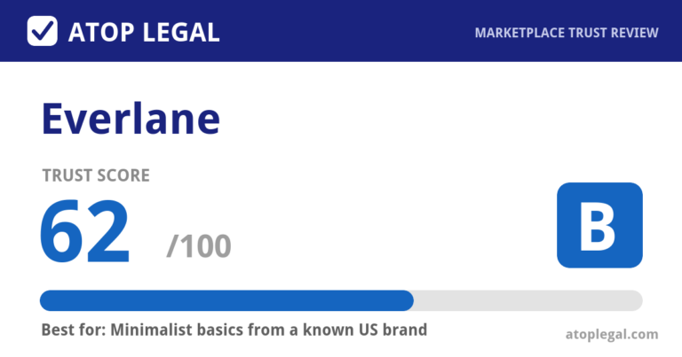 Everlane Trust Score: 62 out of 100 (Grade B) - Atop Legal marketplace trust review