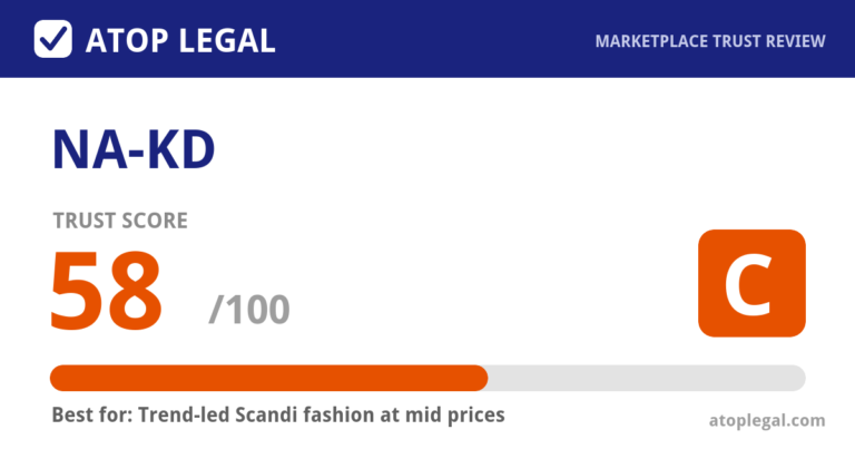 NA-KD Trust Score: 58 out of 100 (Grade C) - Atop Legal marketplace trust review