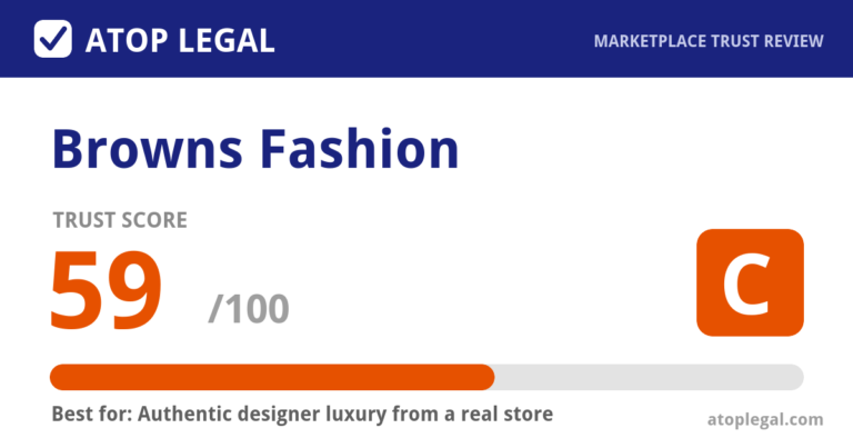 Browns Fashion Trust Score: 59 out of 100 (Grade C) - Atop Legal marketplace trust review
