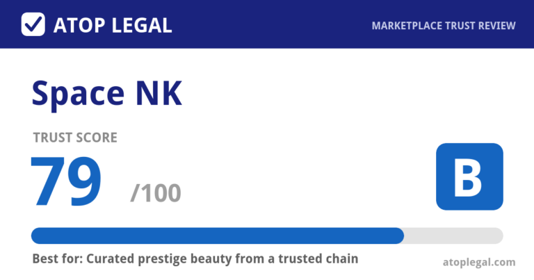 Space NK Trust Score: 79 out of 100 (Grade B) - Atop Legal marketplace trust review