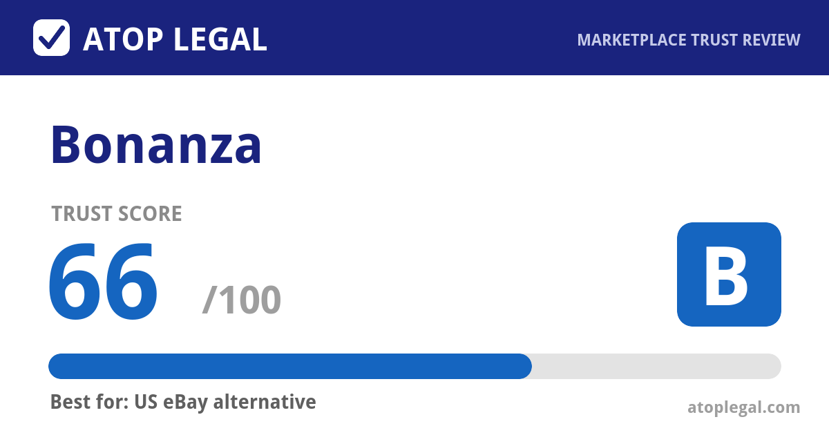 Bonanza Trust Score: 66 out of 100 (Grade B) - Atop Legal marketplace trust review