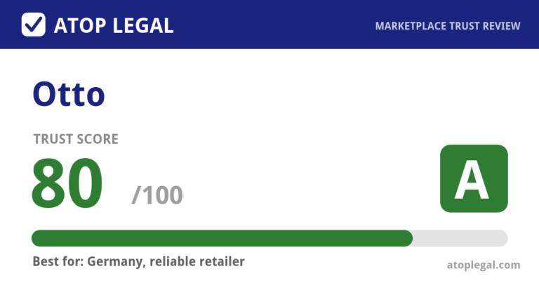 Otto Trust Score: 80 out of 100 (Grade A) - Atop Legal marketplace trust review