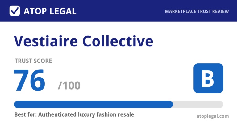 Vestiaire Collective Trust Score: 76 out of 100 (Grade B) - Atop Legal marketplace trust review