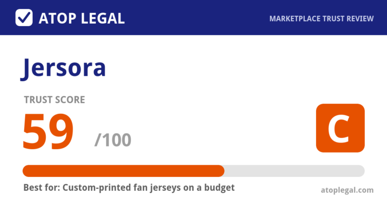 Jersora Trust Score: 59 out of 100 (Grade C) - Atop Legal marketplace trust review